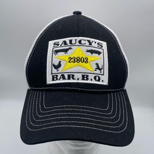 SAUCY’S BAR.B.Q. 23803 Brewery Branding Co. White Black Adult SnapBack Cap